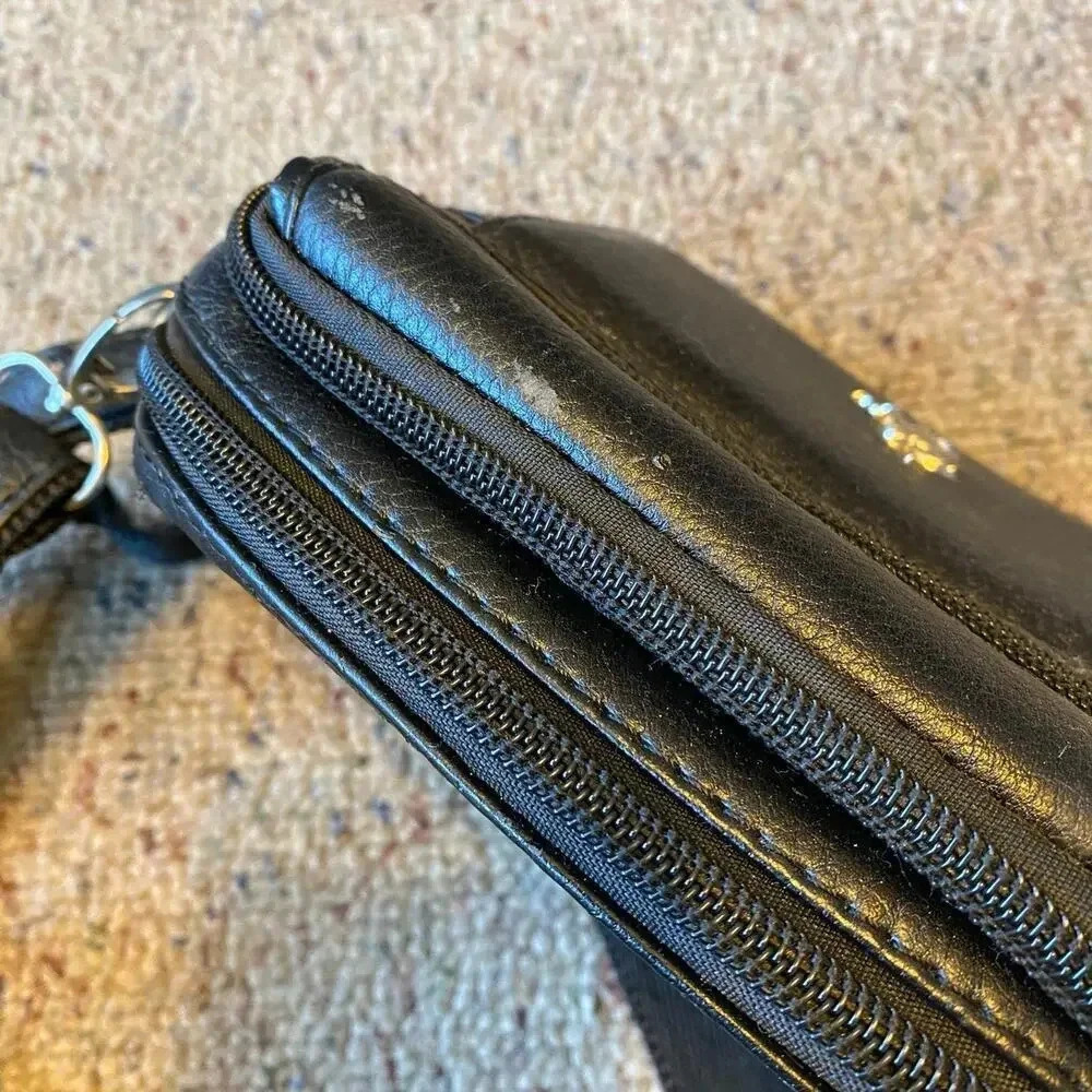 VTG Y2K XMPolo Black Faux Leather Crossbody Mini Purse Wallet Adjustable Strap - Picture 6 of 10